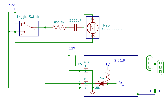12V出力ポイント切替スイッチとSIG6_P基板の接続