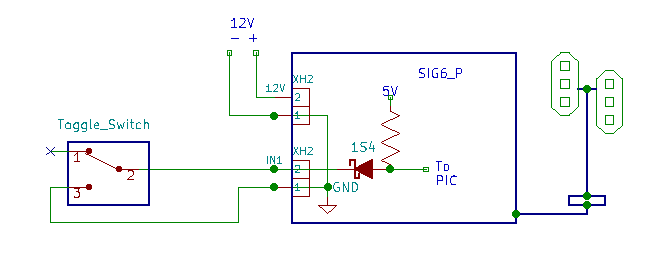 ポイント切替スイッチとSIG6_P基板の接続